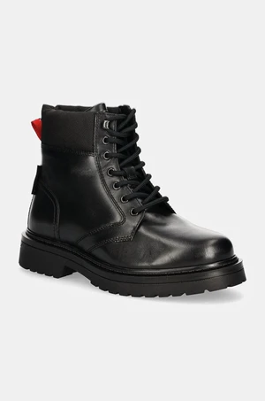 Kotníkové boty Tommy Jeans TJM LACE UP BOOT pánské, černá barva, EM0EM01446