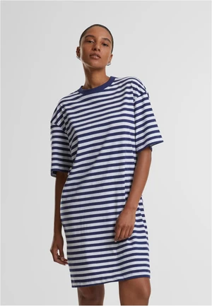 Women's striped dress oversized white/navy blue