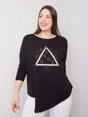 Black asymmetrical blouse plus size