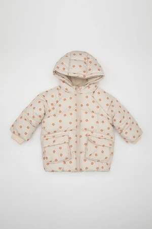 DEFACTO Baby Girl Floral Hooded Puffer Jacket