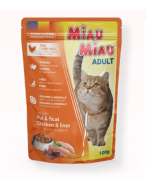 Miau Miau Vrecko Adult Chicken/Liver - 100g