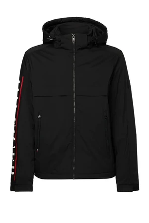 Tommy Hilfiger Bunda - REMOVABLE HOODED LARGE PRINT JKT čierna