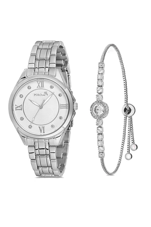 Polo Air Women's Wristwatch Zircon Stone Elegant Bracelet Combination Silver Color