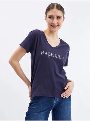 Navy blue women's T-shirt ORSAY