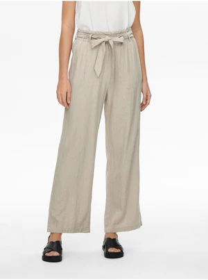 Beige Ladies Linen Wide Trousers JDY Say - Women