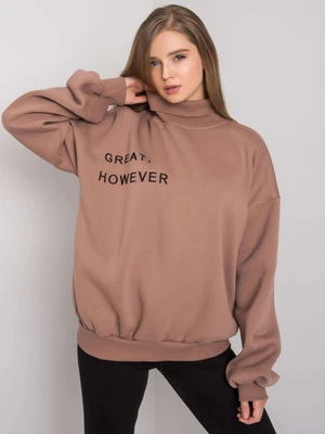 Light brown padded turtleneck sweatshirt