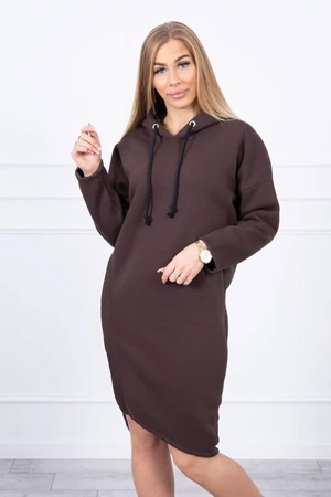 Dress with hood and slit on the side brown