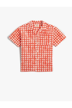 Koton Checked Short Sleeve Shirt with Pocket Cotton Cotton