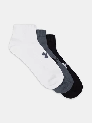 A set of three unisex socks in white, gray and black Under Armour UA Core Low Cut.