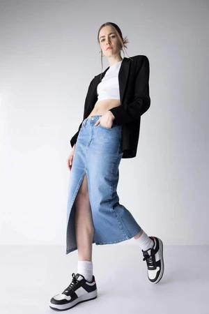 DEFACTO Long Fit Slit Midi Jean Skirt