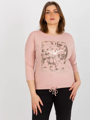 Light pink plus size T-shirt with print and inscription