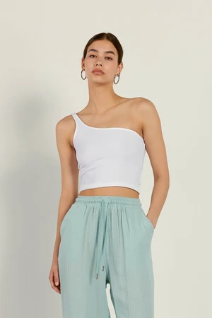 VATKALI One Shoulder Crop Blouse White