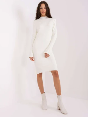 Ecru knitted dress with bell sleeves