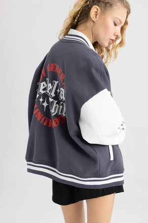 DEFACTO Oversize Fit Thick Sweatshirt Fabric Bomber Jacket