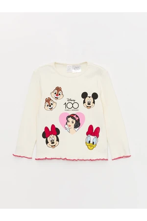 LC Waikiki Crew Neck Long Sleeve Disney Printed Baby Girl T-Shirt