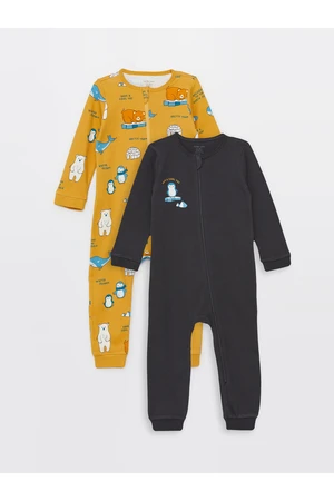 LC Waikiki Crew Neck Printed Baby Boy Rompers 2-Pack