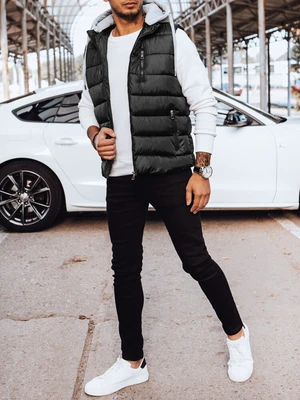 Men's quilted vest with hood black Dstreet