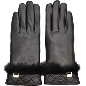 Guanti Semiline Semiline_Women_Leather_Antibacterial_Gloves_P8208_Black