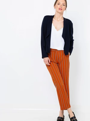 Orange Shortened Striped Trousers CAMAIEU - Women