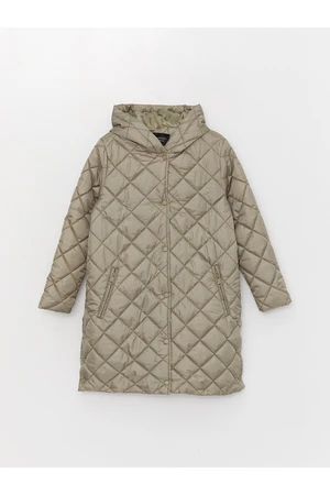 LC Waikiki Women's Hooded Quilted Long Sleeve Down Coat