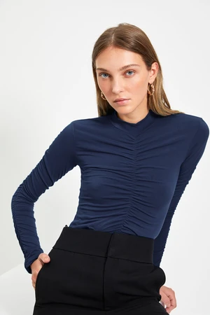 Trendyol Indigo Slim Pleated Knitted Body with Snap Clips