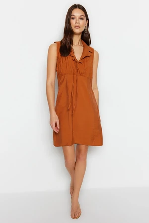 Trendyol Orange A-Line Mini Woven Jacket Collar Woven Dress