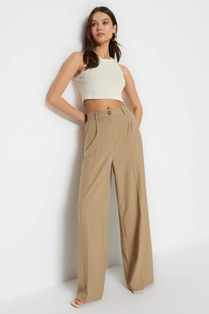 Trendyol Khaki Printed Wide Leg Woven Trousers