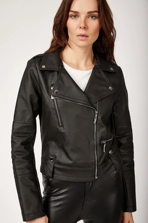 Bigdart 1025 Faux Leather Biker Jacket - Black