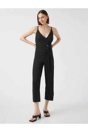 Koton Strapless, wrapover romper V-Neck with Belt