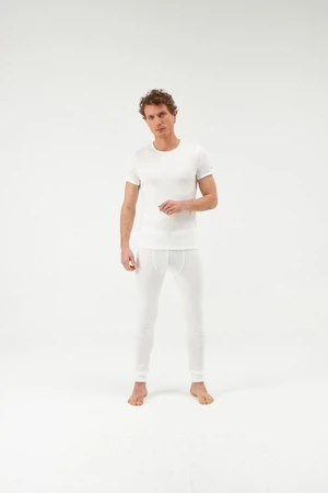 Dagi Ecru Crew Neck Short Sleeve Men's Single Top Thermal Underwear.