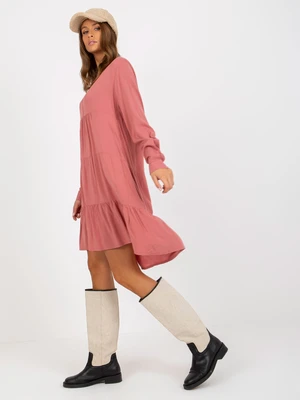 Powder pink women's oversize dress with ruffle SUBLEVEL