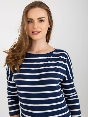 Cotton blouse BASIC FEEL GOOD in navy and white