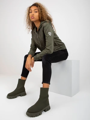 RUE PARIS khaki quilted hooded bomber