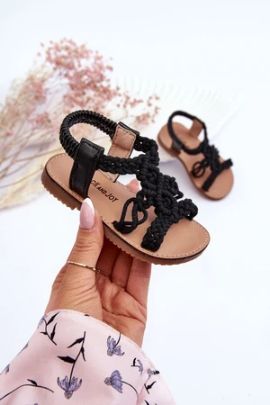 Kids knitted slip-on sandals Black Tracy