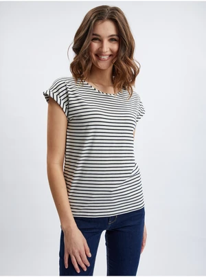 Orsay Cream-Blue Women Striped T-Shirt - Women