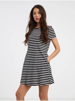 Black Ladies Striped Basic Dress ONLY May - Women