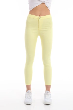 BİKELİFEJNS Women's Yellow High Waist Lycra Leggings Pants