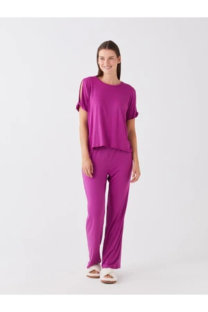 LC Waikiki Crew Neck Plain Short Sleeve Women's Pajama Set