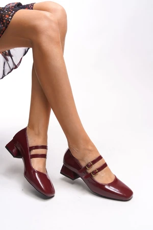 Riccon Iarwarin Women's Low Heel Shoes 00125197 Burgundy Patent Leather