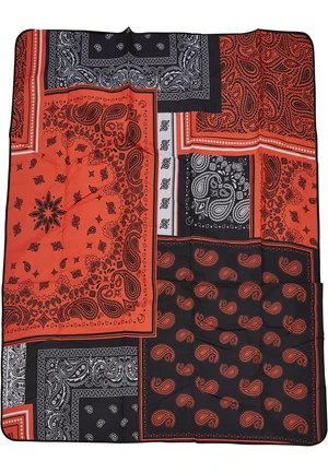 Bandana Patchwork Print Blanket Black/Orange