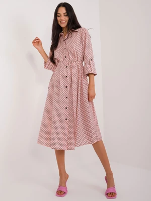 Peach shirt dress with belt