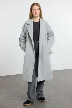 Trendyol Light Gray Regular Belted Coat