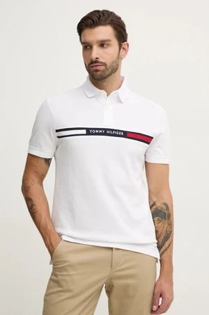 Polo tričko Tommy Hilfiger pánsky, biela farba, s nášivkou, MW0MW38130