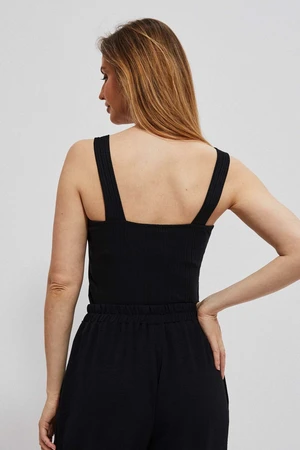 Ribbed top with wide straps - black