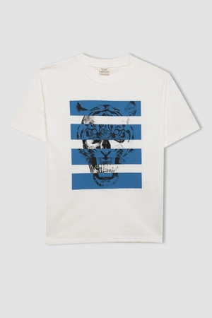 DEFACTO Boy's Crew Neck Printed Short Sleeve T-Shirt