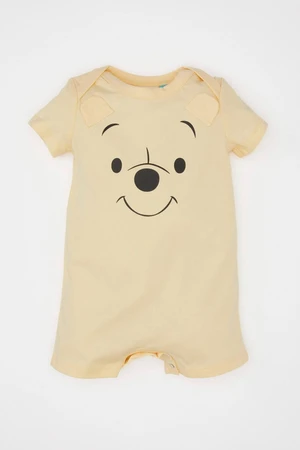 DEFACTO Baby Boy Newborn Disney Winnie The Pooh Combed Cotton Short Sleeve Rompers