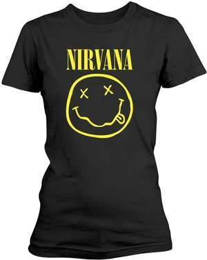 Nirvana T-shirt Yellow Happy Face Womens Black L