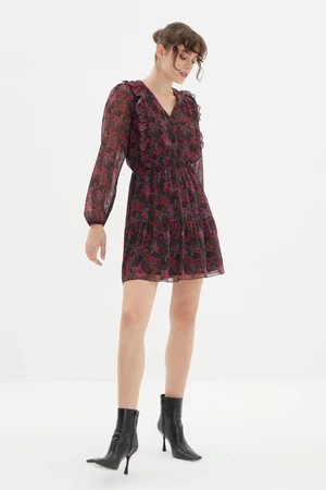 Trendyol Black Patterned Buttoned Woven Dress