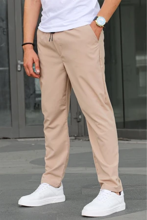 Madmext Parachute Fabric Beige Basic Men's Trousers 6513