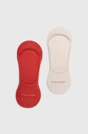 Ponožky Calvin Klein 2-pak pánske, béžová farba, 701218708